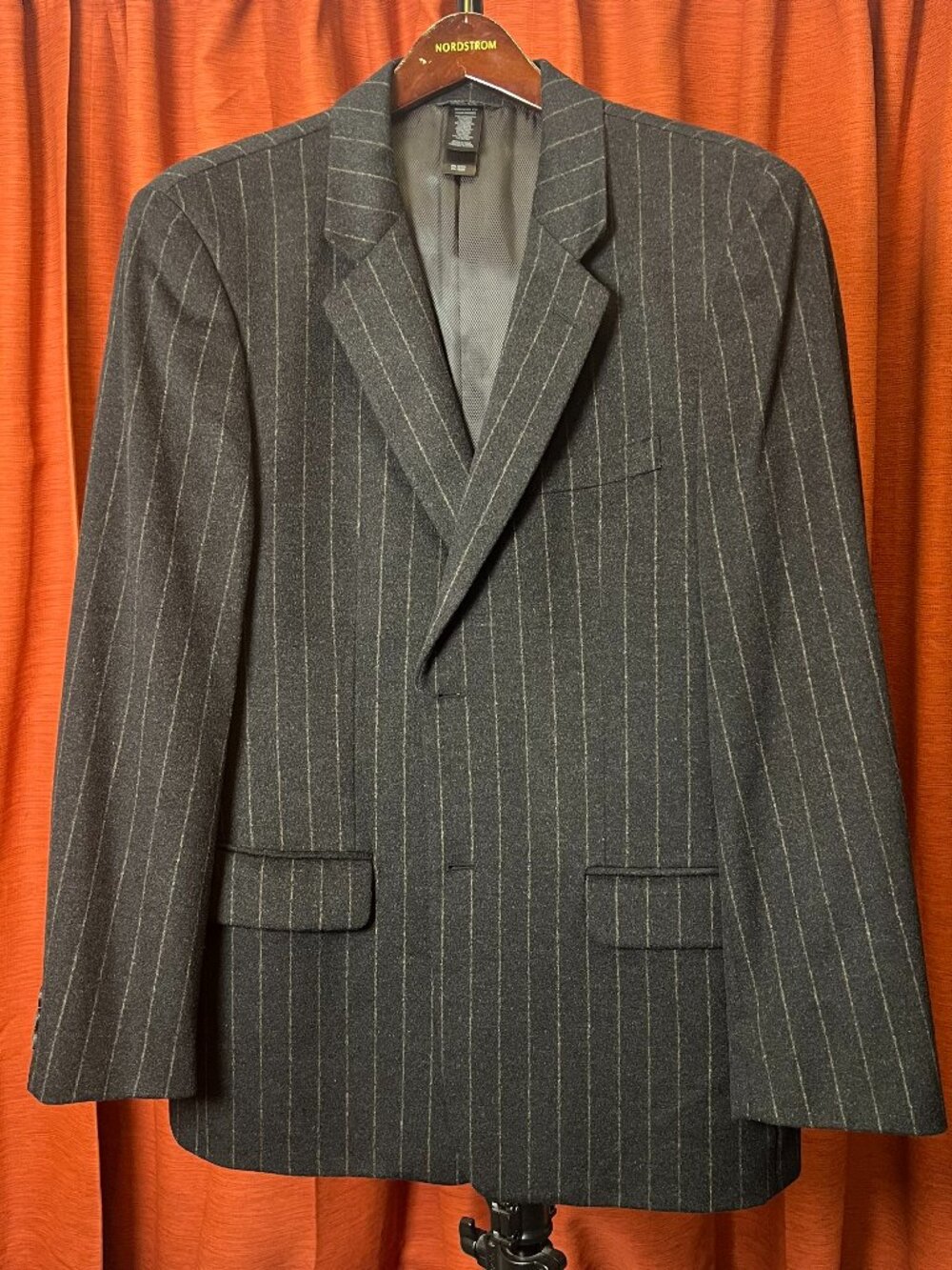 Claiborne Charcoal Gray Pinstripe Wool/Cashmere Blazer 42R